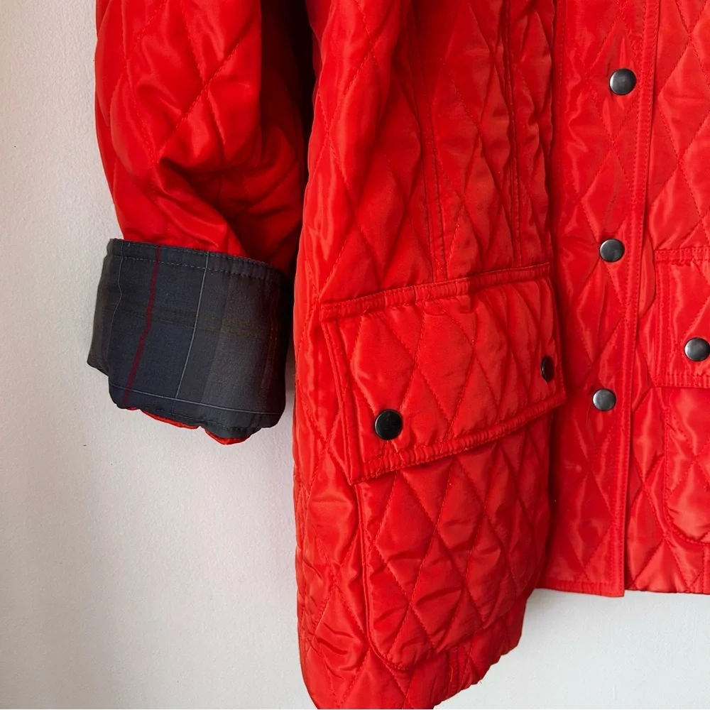 Sharon Young Quilted Classic Preppy Heritage Barn Chore Coat Orange Red Vintage - Picture 14 of 15